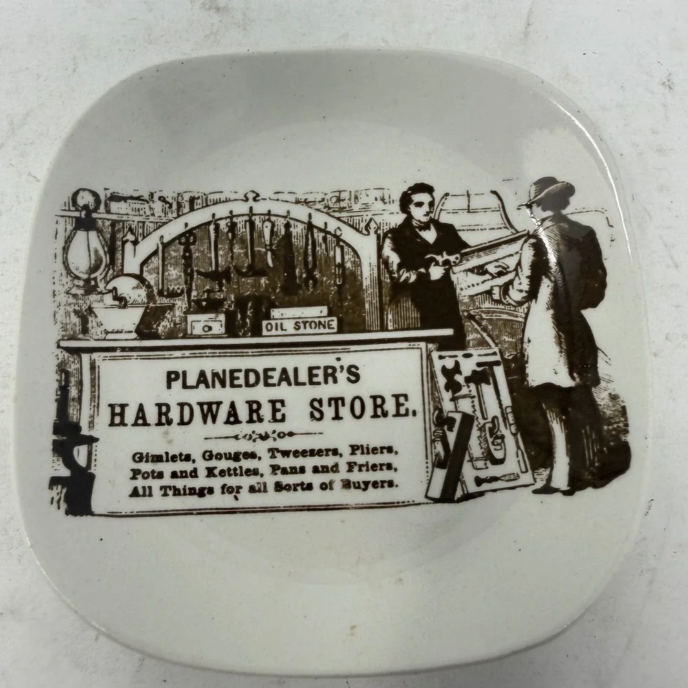 Crown Devon Planedealers Hardware Store Plate Staffordshire England VTG Sepia